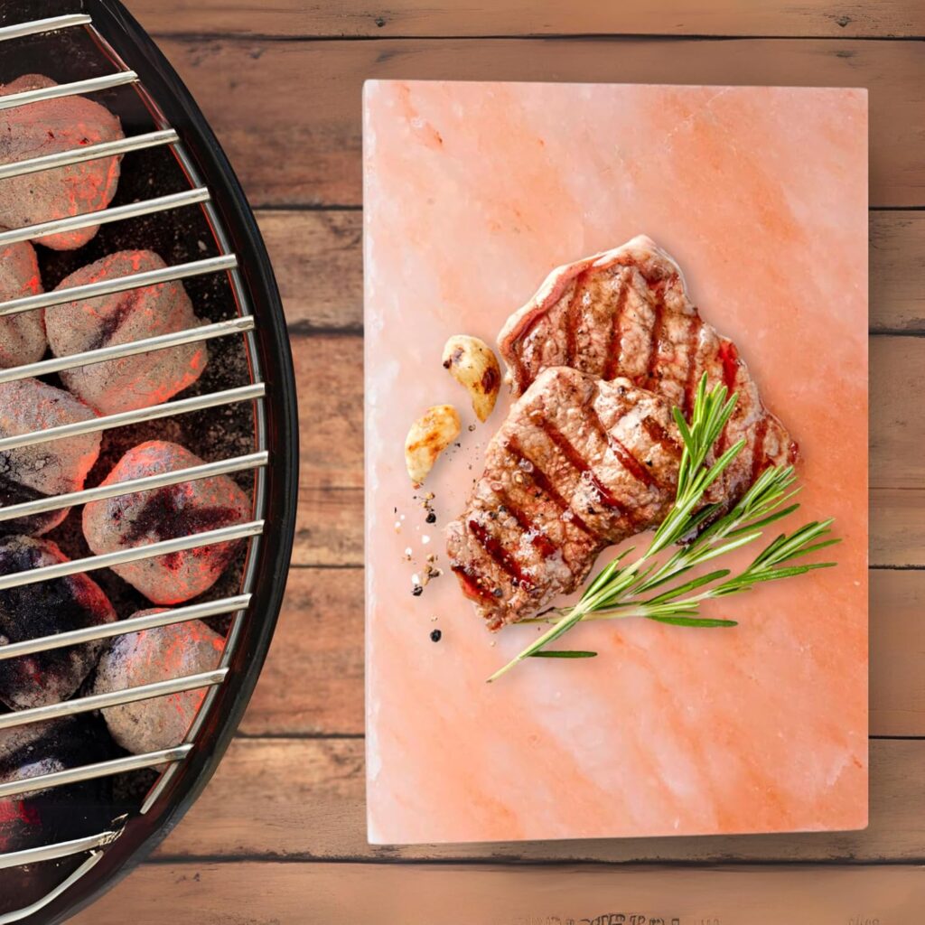 FOCUS NUTRITION Pink Himalayan Salt Block With Tray - Salt Stone For Grilling, Cooking, Serving | 100% Pure Salt Slab | Unique Gifts for Cooks | Food Grade
