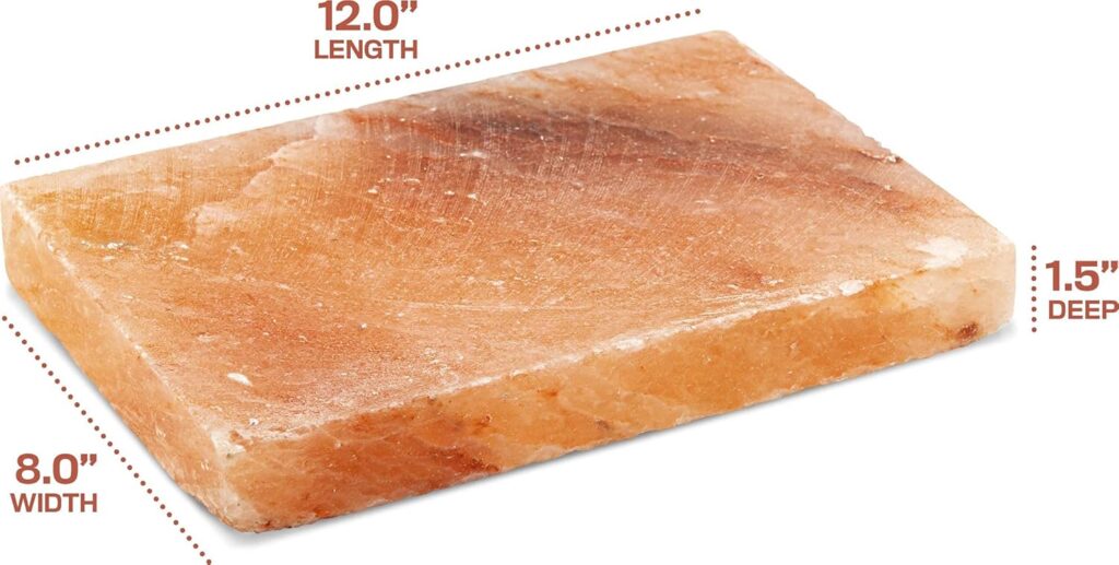 Himalayan Salt Plate  Stainless Steel Holder, Salt Slab Block, for Grilling, Searing, Chilling, Cutting Seasoning  Serving, 12x8x1.5 inch