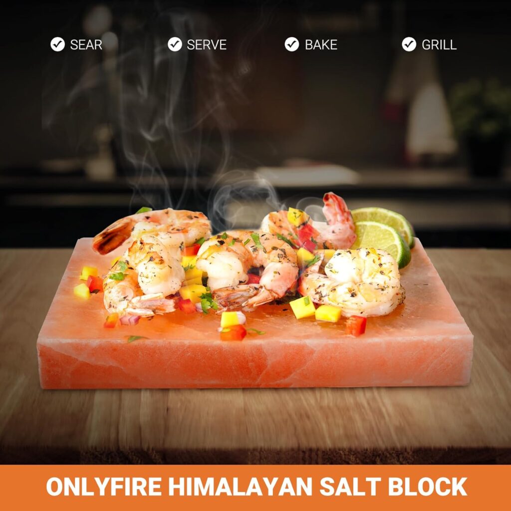 onlyfire Himalayan Salt Plate 8x8x1.5 for Cooking, Grilling Cutting and Serving